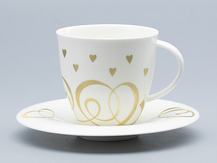 Чашка с блюдцем чайная форма Оливия рисунок Сердечки арт. 81.31428.00.1