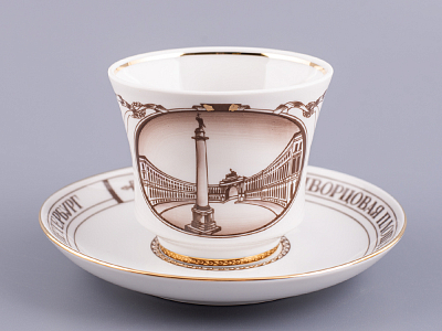 Чашка с блюдцем чайная 220 мл форма Банкетная рисунок Дворцовая площадь арт. 81.14848.00.1