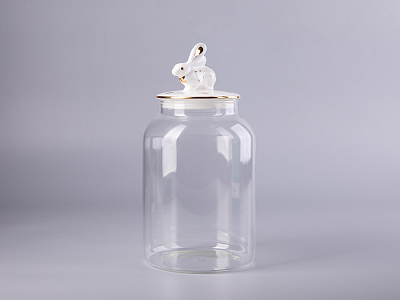 Подарочный набор Банка с фарфоровой крышкой Кролик золото арт. 14.10078.07