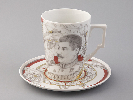 Бокал с блюдцем в подарочной упаковке, форма Гранд, рисунок Маршалы Победы. Иосиф Сталин, арт. 81.33241.00.1