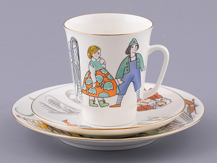 Трехпредметный комплект 165 мл форма Майская рисунок Синяя птица, арт. 81.32260.00.1