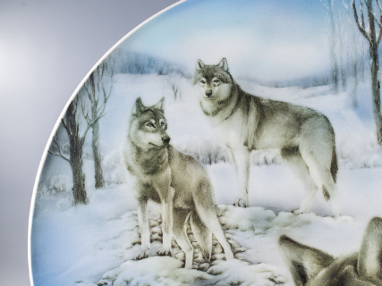 Блюдо декоративное 450 мм, форма Круглая, рисунок Волки, арт 80.88997.00.1, 