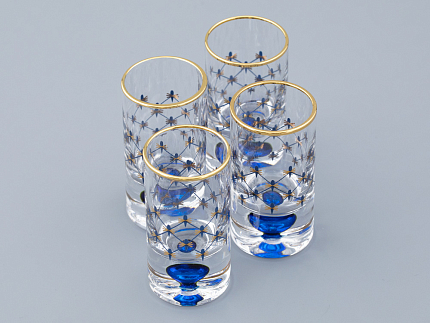 Набор из 4-х стопок для водки Кобальтовая сетка арт. 14.11006.07