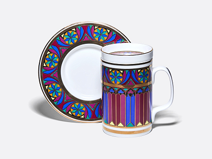 Бокал с блюдцем и крышкой 390 мл в подарочной упаковке, форма Топ, рисунок Готический 7, арт. 81.34168.00.1