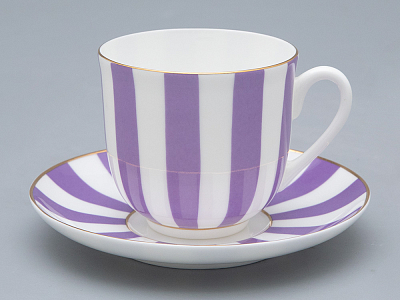 Чашка с блюдцем кофейная 180 мл.,  форма Ландыш 2, рисунок Да и нет (фиолетовый с отводкой) арт. 81.25354.00.5