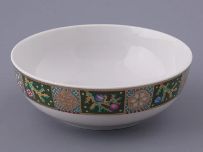 Салатник 160 мм, форма Утро, рисунок Морозный январь зеленая, арт. 80.48359.00.1, 