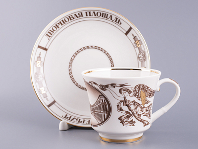 Чашка с блюдцем чайная 220 мл форма Банкетная рисунок Дворцовая площадь арт. 81.14848.00.1