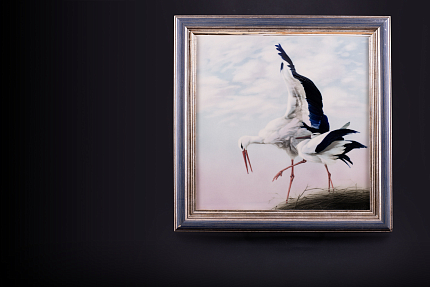 Пласт в багете 350х350 мм, рисунок Аисты арт 80.88248.00.1