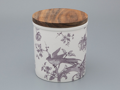 Банка с деревянной крышкой (средняя 120мм) форма Стандартная, рисунок Monplaisir Violet, арт 42.00060.00.1