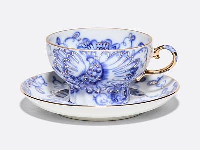 Чашка с блюдцем чайная 230 мл форма Шатровая рисунок Поющий сад арт. 81.10298.00.1