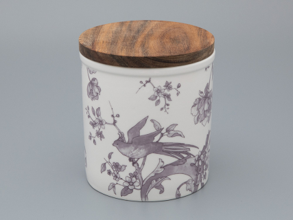 Банка с деревянной крышкой (средняя 120мм) форма Стандартная, рисунок Monplaisir Violet, арт 42.00060.00.1, 
