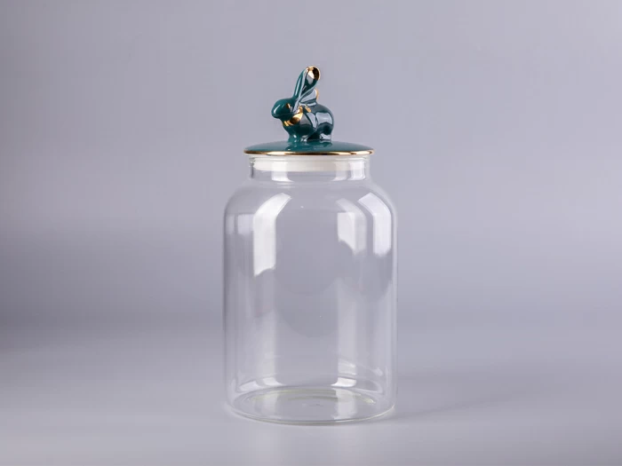 Подарочный набор Банка с фарфоровой крышкой Кролик изумруд арт. 14.10076.07, 