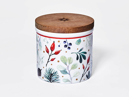 Набор банок 80 мм с деревянной крышкой (3 предмета), в подарочной упаковке, форма Стандартная, рисунок Календа, арт 42.00071.00.1