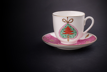 Чашка с блюдцем кофейная, форма Ландыш, рисунок Елочка, арт 61.21045.00.1