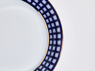 Сервиз столовый на 6 персон 21 предмет, форма Европейская, рисунок Кобальтовая клетка, арт. 81.11329.00.1