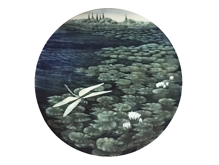 Блюдо декоративное 450 мм форма Круглая рисунок Шепот стрекозы арт. 80.88952.00.1