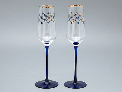 Набор (2 бокала для шампанского) 200 мл, Кобальтовая сетка арт. 14.11449.07