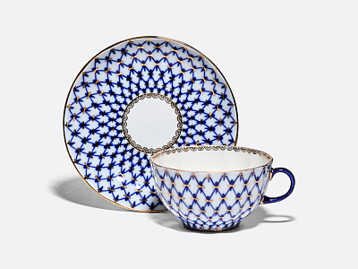 Чашка с блюдцем чайная 250 мл форма Тюльпан рисунок Кобальтовая сетка арт. 81.10105.00.1