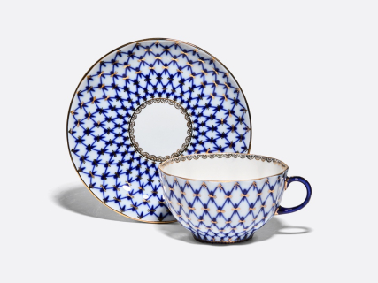 Чашка с блюдцем чайная 250 мл форма Тюльпан рисунок Кобальтовая сетка арт. 81.10105.00.1, 