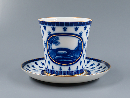 Бокал с блюдцем, форма Ленинградский, рисунок Верхне-Лебяжий мост, арт 81.27423.00.1