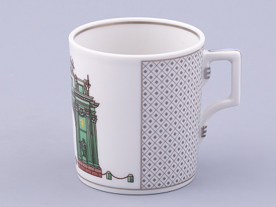 Чашка с блюдцем чайная, форма Гербовая, рисунок Серебряный город 2, арт. 81.32585.00.1