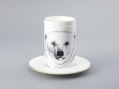 Бокал с блюдцем Тотем в подарочной упаковке, рисунок Медведь арт. 81.28376.00.1