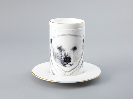 Бокал с блюдцем Тотем в подарочной упаковке, рисунок Медведь арт. 81.28376.00.1, 