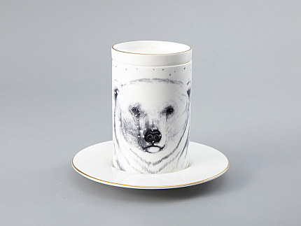 Бокал с блюдцем Тотем в подарочной упаковке, рисунок Медведь арт. 81.28376.00.1