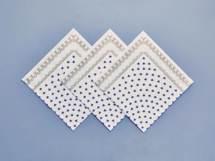 Салфетки бумажные, рисунок Кобальтовая сетка белая, 33х33 см, 20 шт, арт 14.00974.05, 