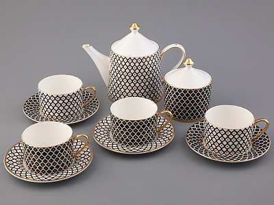 Сервиз чайный форма Идиллия рисунок Неро 1, на 4 персоны 10 предметов, арт. 81.32140.00.1