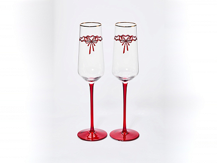 Набор из 2-х бокалов для шампанского 250 мл, в подарочной упаковке, рисунок Календа арт 14.11465.07