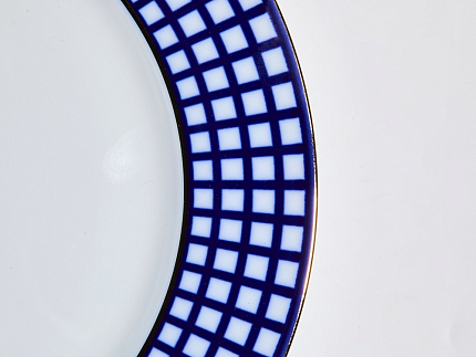 Сервиз столовый на 6 персон 21 предмет, форма Европейская, рисунок Кобальтовая клетка, арт. 81.11329.00.1