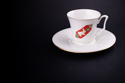 Чашка с блюдцем кофейная, рисунок Конфета Зайчик, форма Юлия, арт 61.21051.00.1