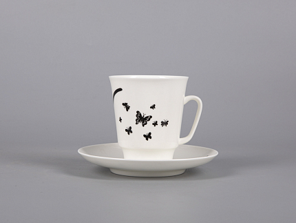 Чашка с блюдцем кофейная 165 мл., форма Майская, рисунок Мотыльки арт. 81.30661.00.1