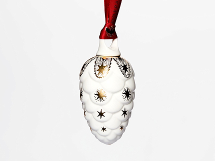 Елочная игрушка в подарочной упаковке форма Шишка рисунок Рождество, арт 81.33933.00.1