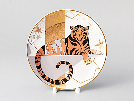 Тарелка декоративная 195 форма Эллипс рисунок Тигр. Мерцание звезд , арт. 80.38161.00.1