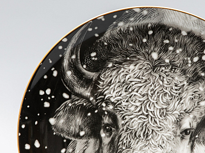 Декоративная тарелка 300 мм в подарочной упаковке, форма Эллипс - 2 рисунок Тотем.Бизон, арт. 81.28919.00.1