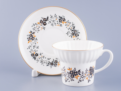 Чашка с блюдцем кофейная 155 мл.,  форма Волна, рисунок Тонкие веточки арт. 81.14403.00.1, 