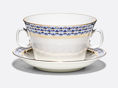 Чашка с блюдцем для бульона Молодежная Кобальтовая сетка арт. 81.13919.00.1