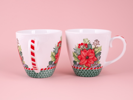 Набор бокалов с блюдцем 2шт форма Весна, рисунок Зимняя история (зеленый) арт. 81.11373.00.1, 