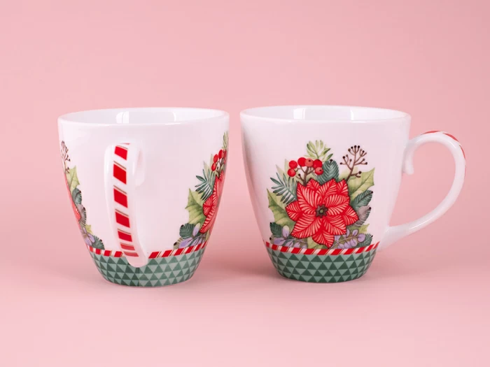 Набор бокалов с блюдцем 2шт форма Весна, рисунок Зимняя история (зеленый) арт. 81.11373.00.1, 