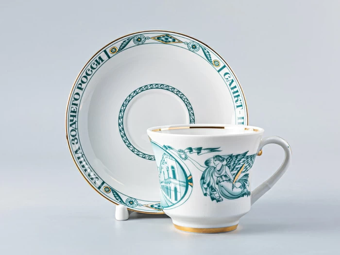 Чашка с блюдцем чайная 220 мл форма Банкетная рисунок Улица зодчего Росси арт. 81.14850.00.1, 