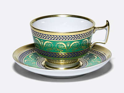 Чашка с блюдцем кофейная 158 мл.,  форма Александрия, рисунок Золотой 52 арт. 81.19205.00.1