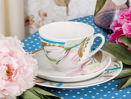 Трехпредметный комплект чайный 230 мл форма Весенняя рисунок Аромат весны арт. 81.28356.00.1