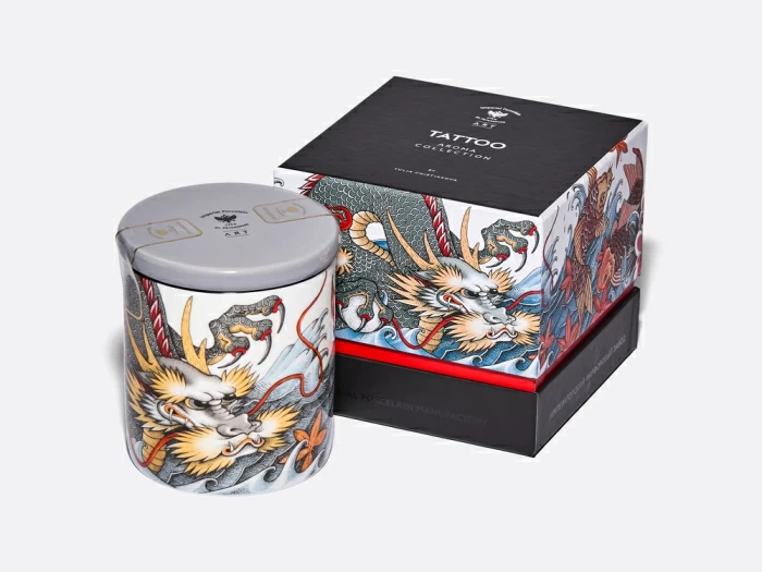 Подарочный набор Свеча рисунок Tattoo Dragon (Татуировка Дракон) аромат Аква арт. 81.31628.00.1, 