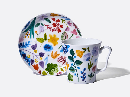 Бокал с блюдцем форма Ленинградский рисунок Primavera (Примавера), арт. 81.34502.00.1