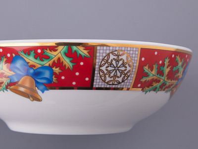 Салатник 200 мм, форма Утро, рисунок Морозный январь красная, арт. 80.48361.00.1