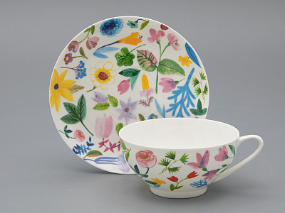 Чашка с блюдцем чайная форма Купольная рисунок Primavera, арт. 81.34274.00.1