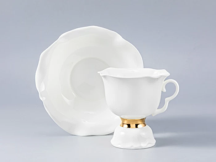 Сервиз чайный Белый цветок Золотая лента, 6 персон 14 предметов, арт. 81.18187.00.1, 