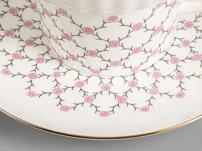 Трехпредметный комплект чайный форма Волна рисунок Розовая сетка 155 мл арт. 81.14622.00.1